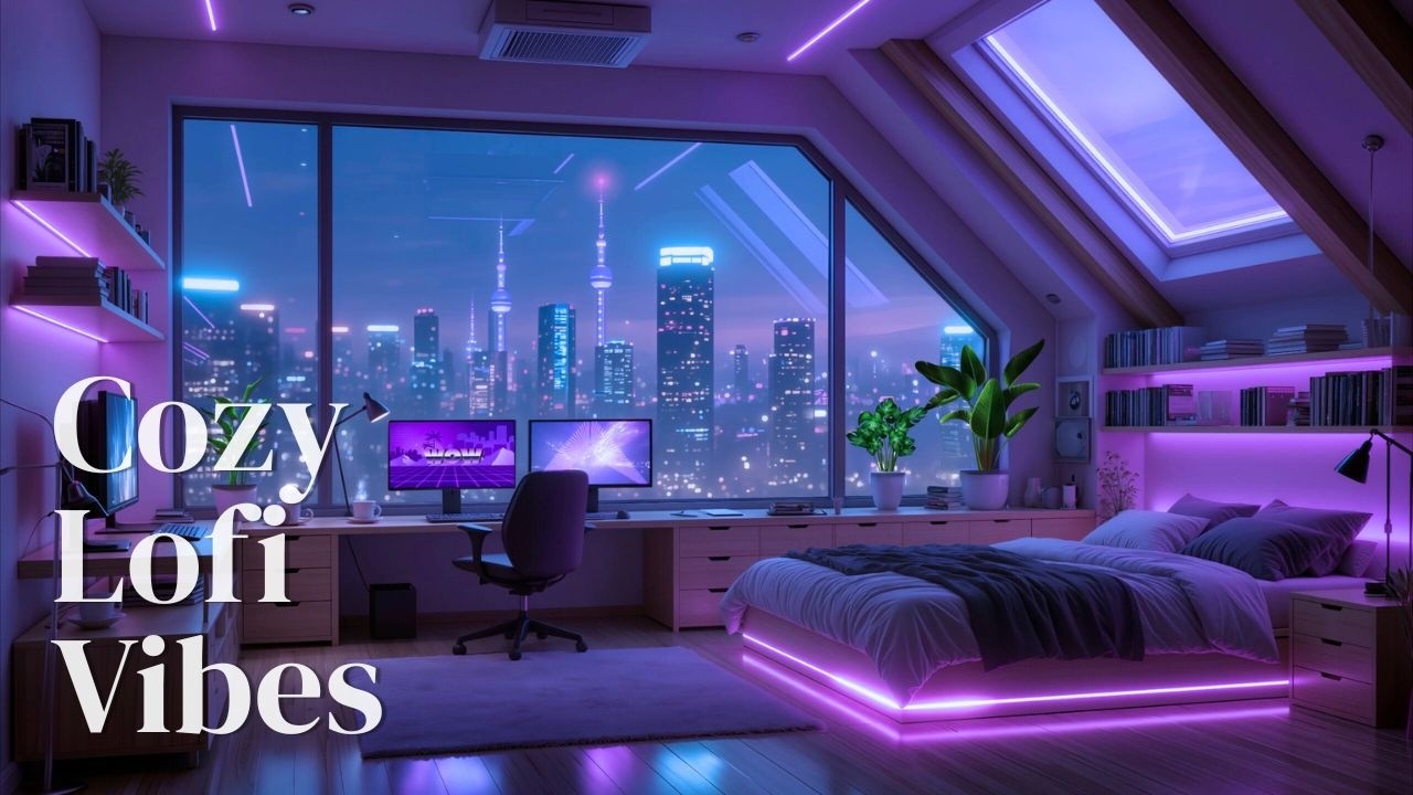 Cozy Neon Aesthetic Attic 🎶 Visuals for Lofi Vibes