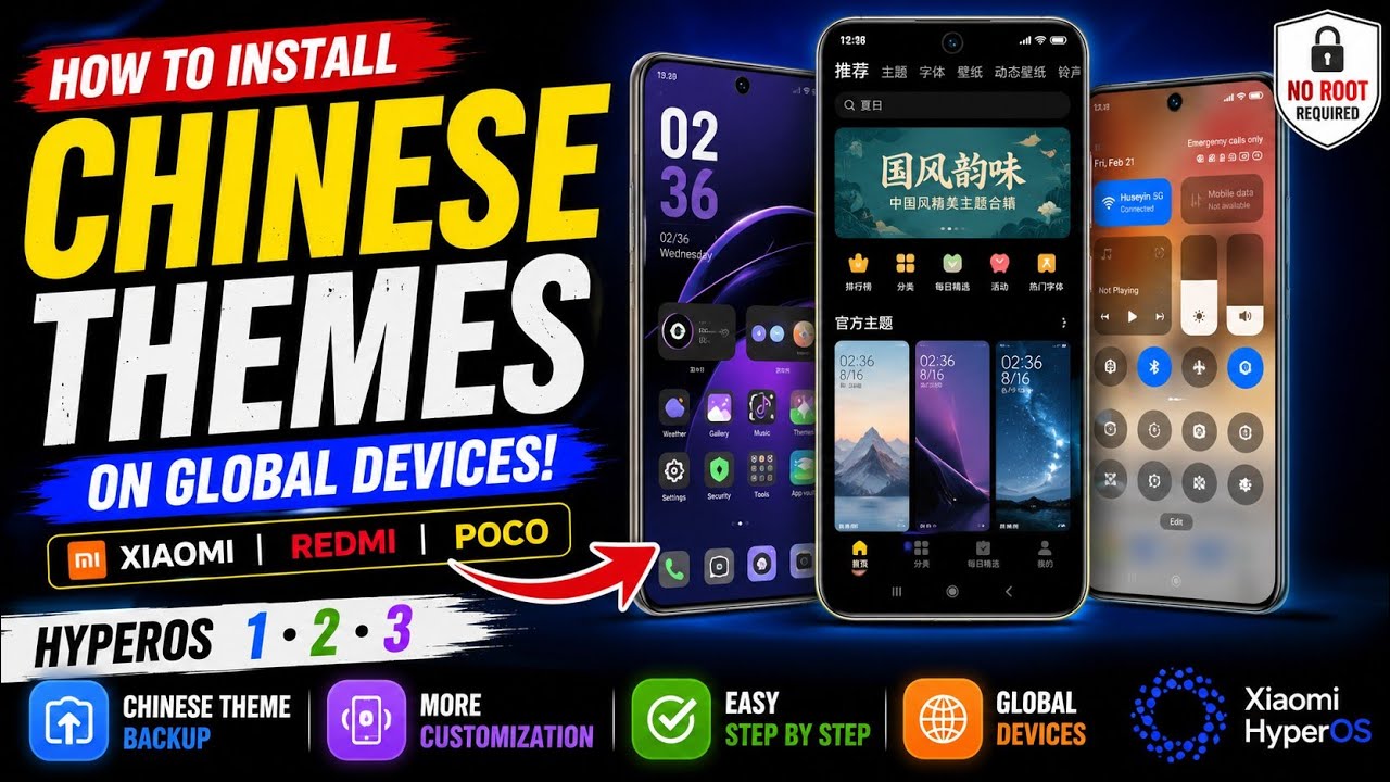 How to Install Chinese HyperOS Themes on Global Xiaomi, Redmi & POCO Devices (HyperOS 1/2/3) No Root