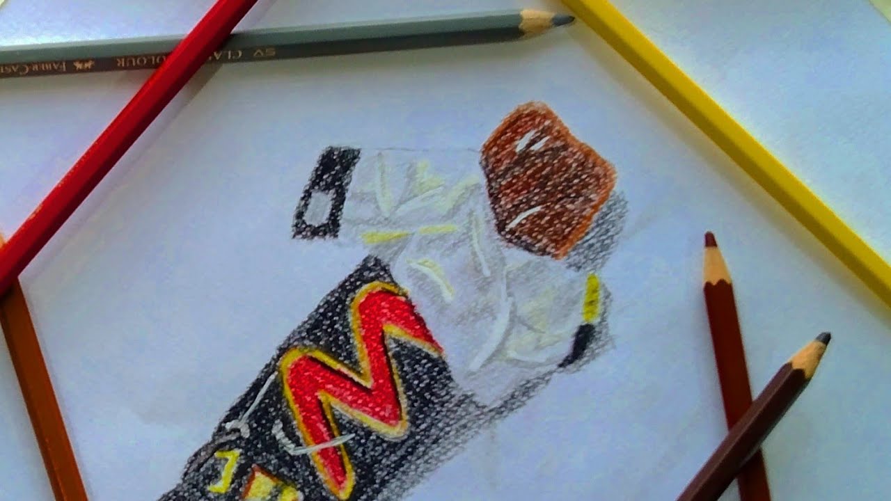 How to draw 3d chocolate 🍫 with pencil colours.