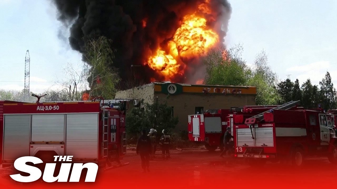 Firefighters tackle blaze engulfing oil depot in Ukraine's Donetsk region