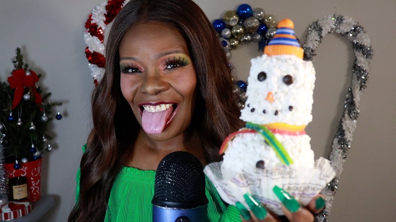 ☃️ SNOWFLAKES SNOWMAN CHOCOLATE CARAMEL MARSHMALLOW APPLE ASMR EATING SOUNDS