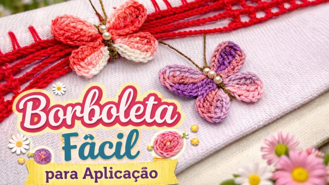 🦋Borboleta facial para aplicação @barradinhoscomajosy #crochet #barradinho 