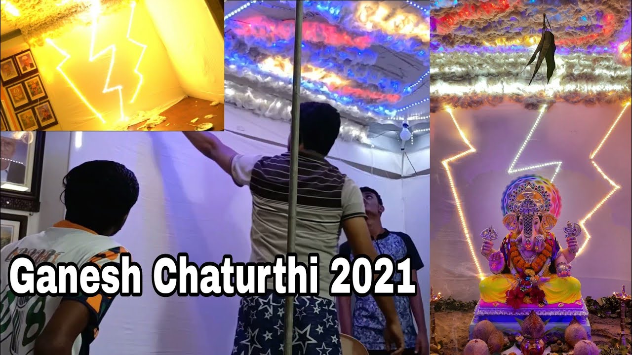 GANPATI DECORATION 2021 || THUNDERSTORM DECORATION AT HOME || Yash Bhoir Vlogs