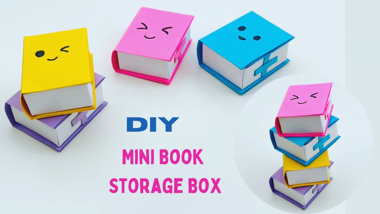 DIY MINI PAPER  BOOK GIFT BOX / PAPER CRAFT/ SMALL ORIGAMI STORAGE BOX DIY BOOK/ DESK ORGANIZER BOX