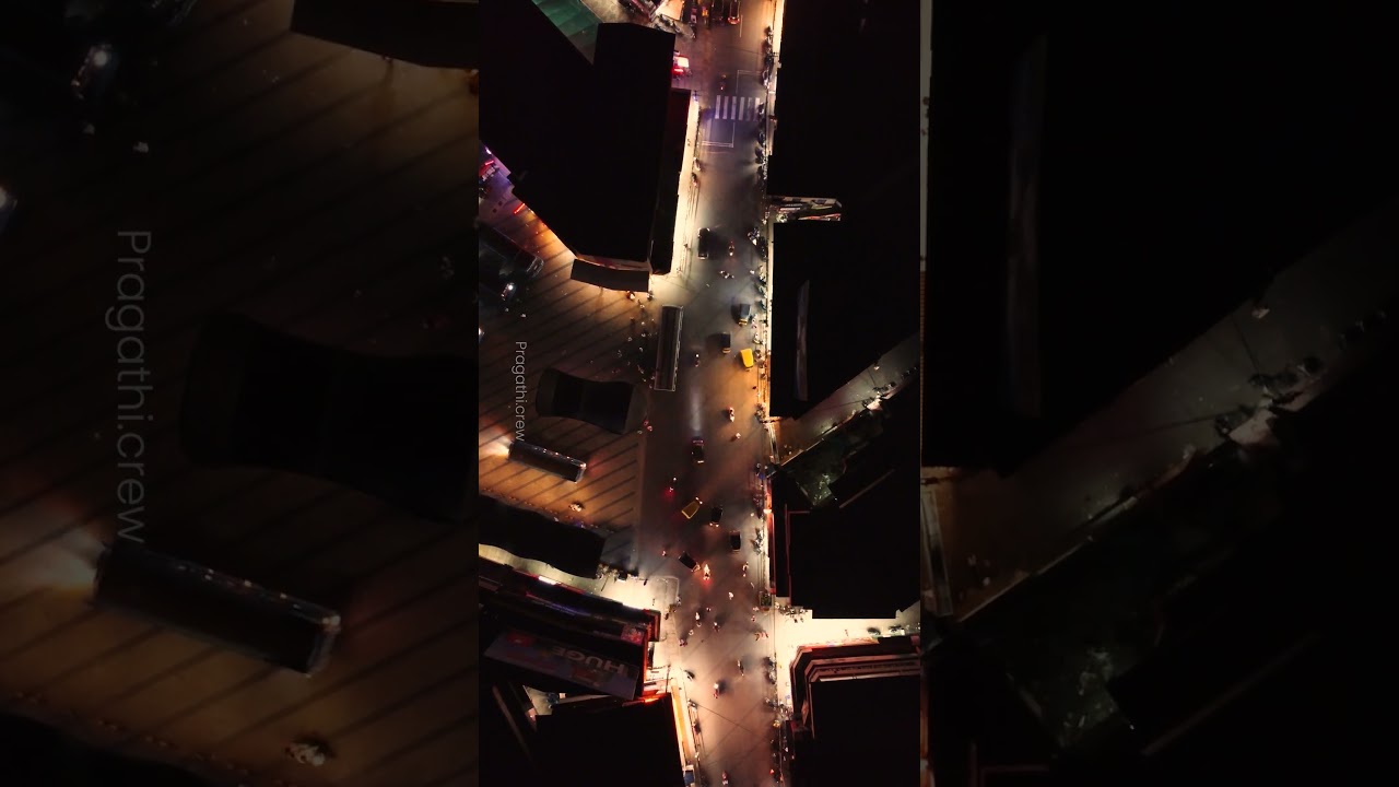 Perambra Bus Stand Night Drone Shot