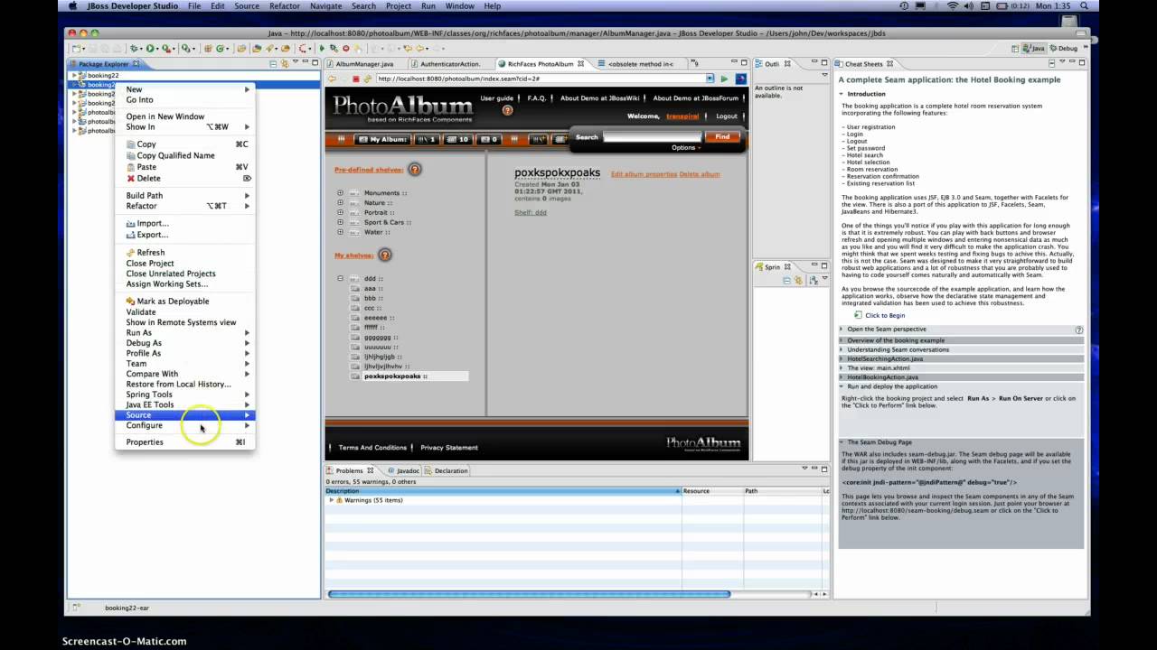 JBoss Seam 2.2 project creation and debugging in Eclipse