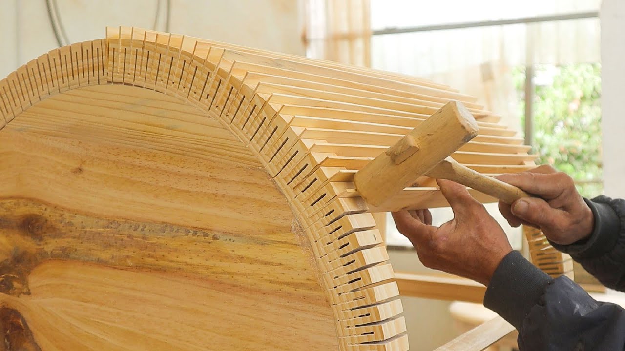 Super Woodworking Techniques // Design And Build A Unique Table From Strips Of Wood