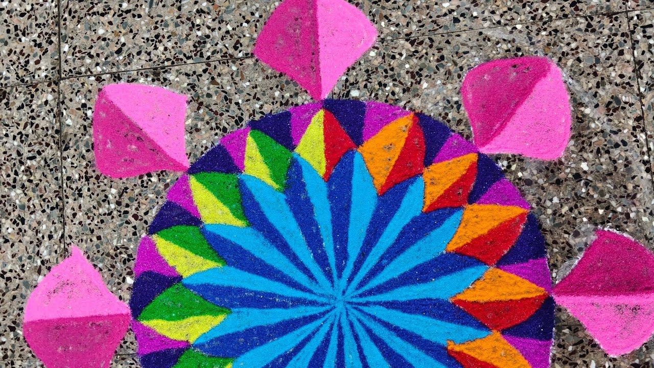 Priyasrangoli is live colour ful rangoli @priyasrangoli.83 #colourfulrangoli #rangoli #kolam #art 