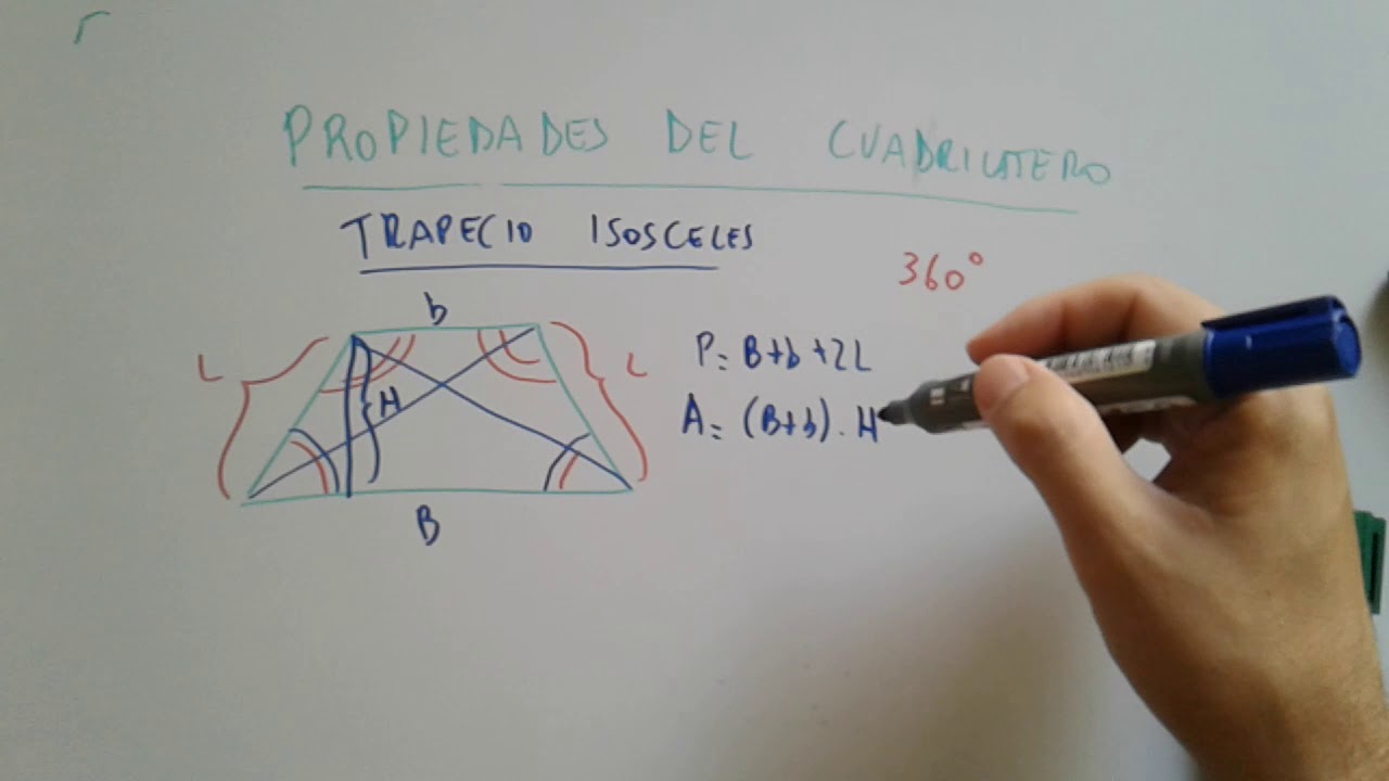 cuales son las📌 PROPIEDADES DEL TRAPECIO ISOSCELES ANGULOS AREA PERIMETRO DIAGONAL