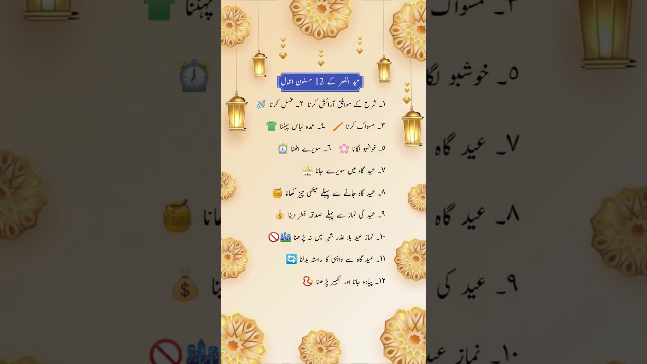 12 Sunnah Acts of Eid-ul-Fitr #eid #eidmubarak #eidulfitr #islamicshorts #shorts #quotes