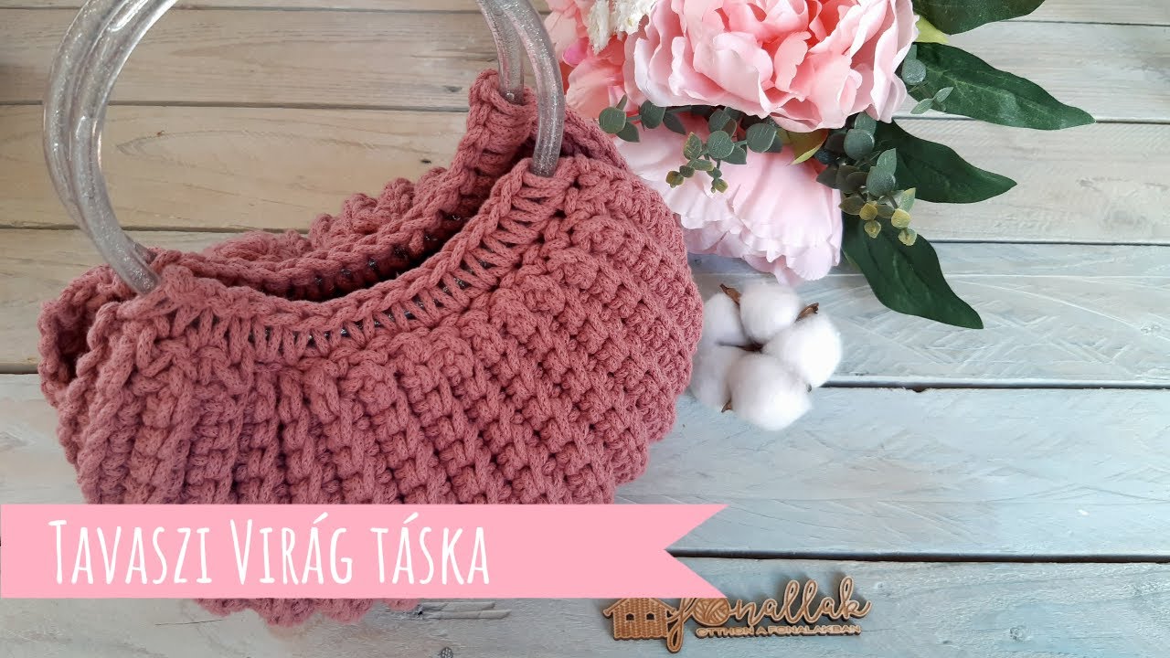 Horgolt tavaszi virág táska