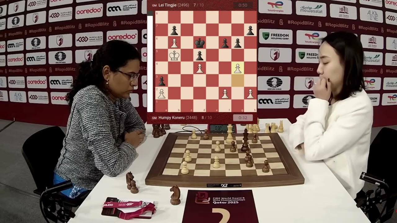 Humpy Koneru Defeats Lei Tingjie | Round 10 Women’s World Rapid Championship 2025 #chess