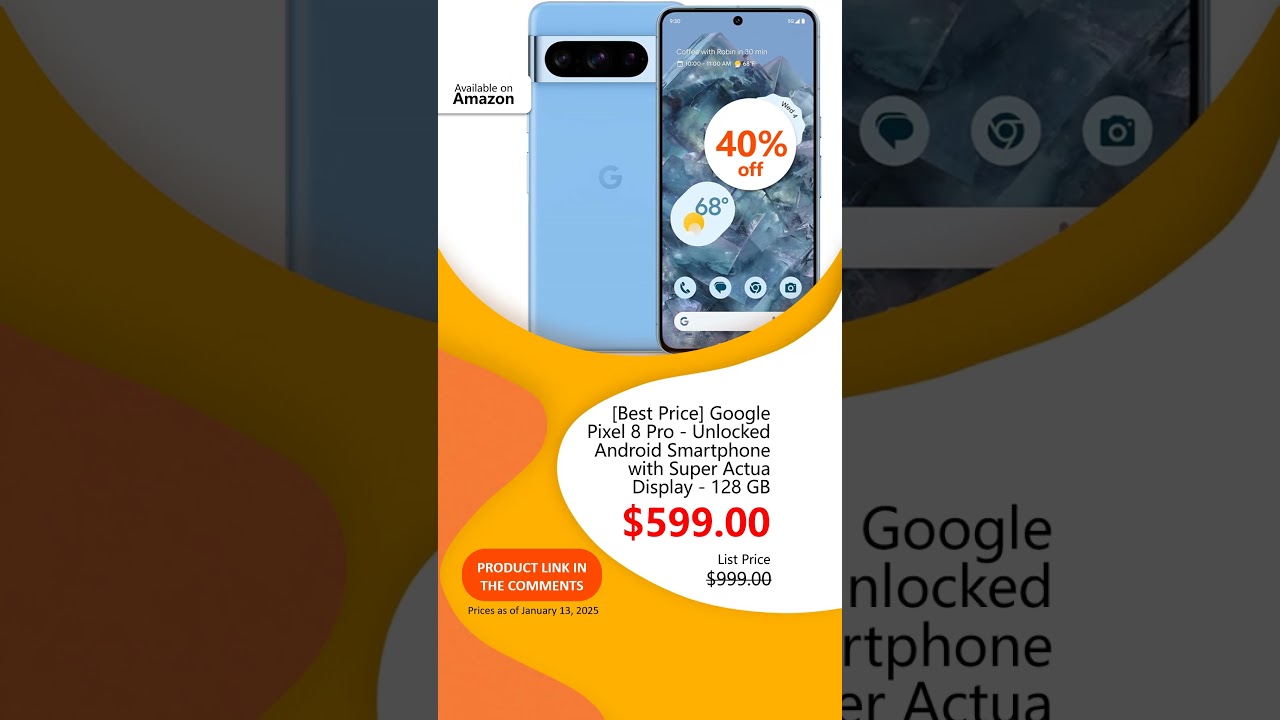 [Best Price] Google Pixel 8 Pro - Unlocked Android Smartphone with Super Actua Display - 128 GB