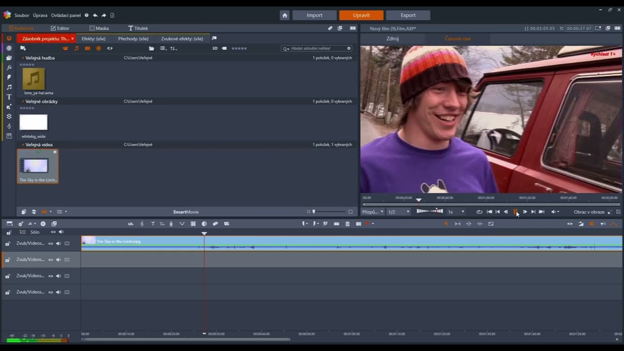 Pinnacle Studio 26 - prvn&iacute; uk&aacute;zka programu