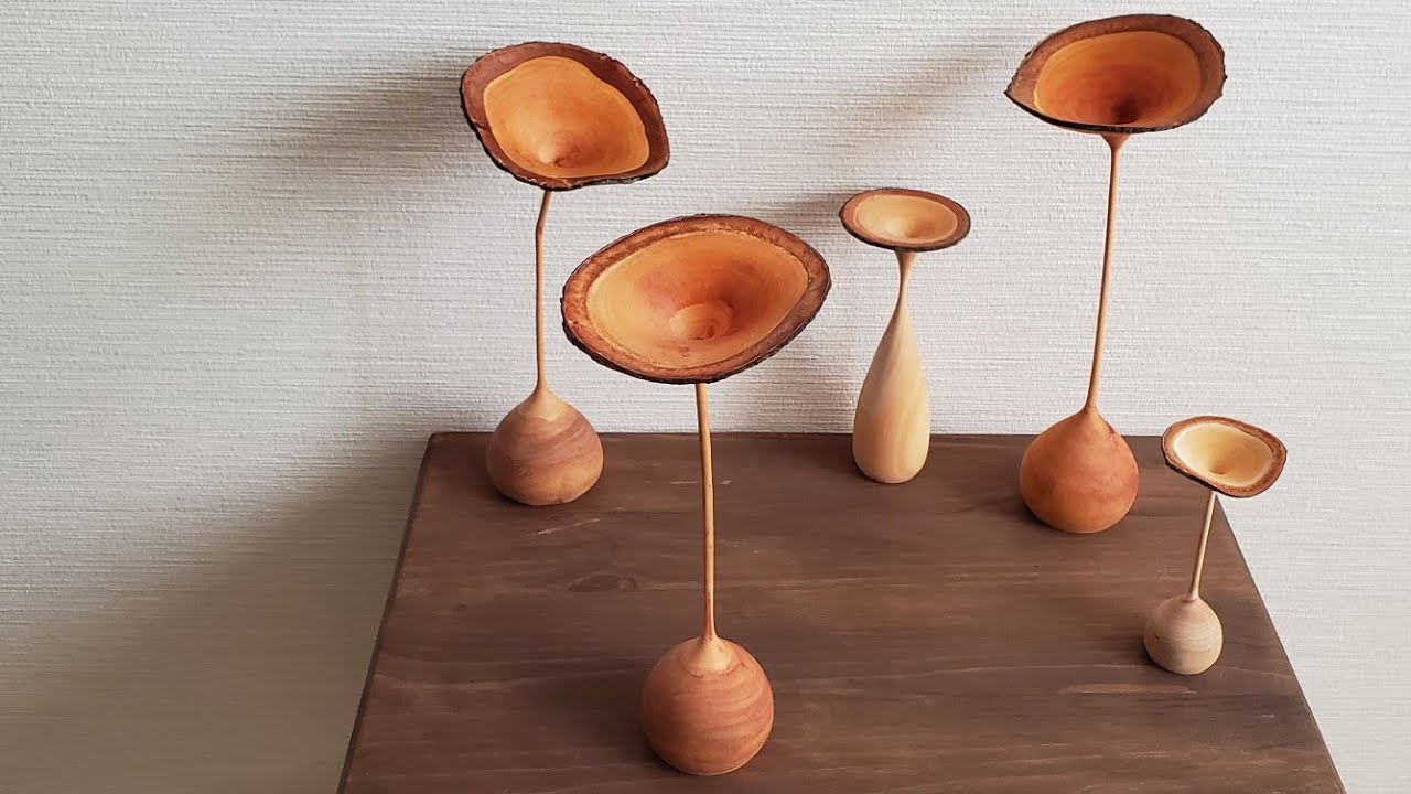 Woodturning - failures !Bring flowers back to the cut-off cherry tree!ウッドターニングで木の再生！【閲覧注意】最後に大失敗…