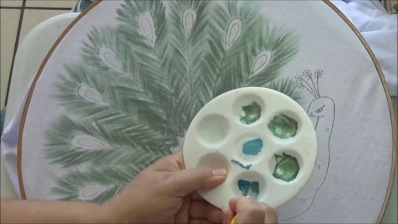 COMO PINTAR UN PAVO REAL PINTURA EN TELA PARTE 1