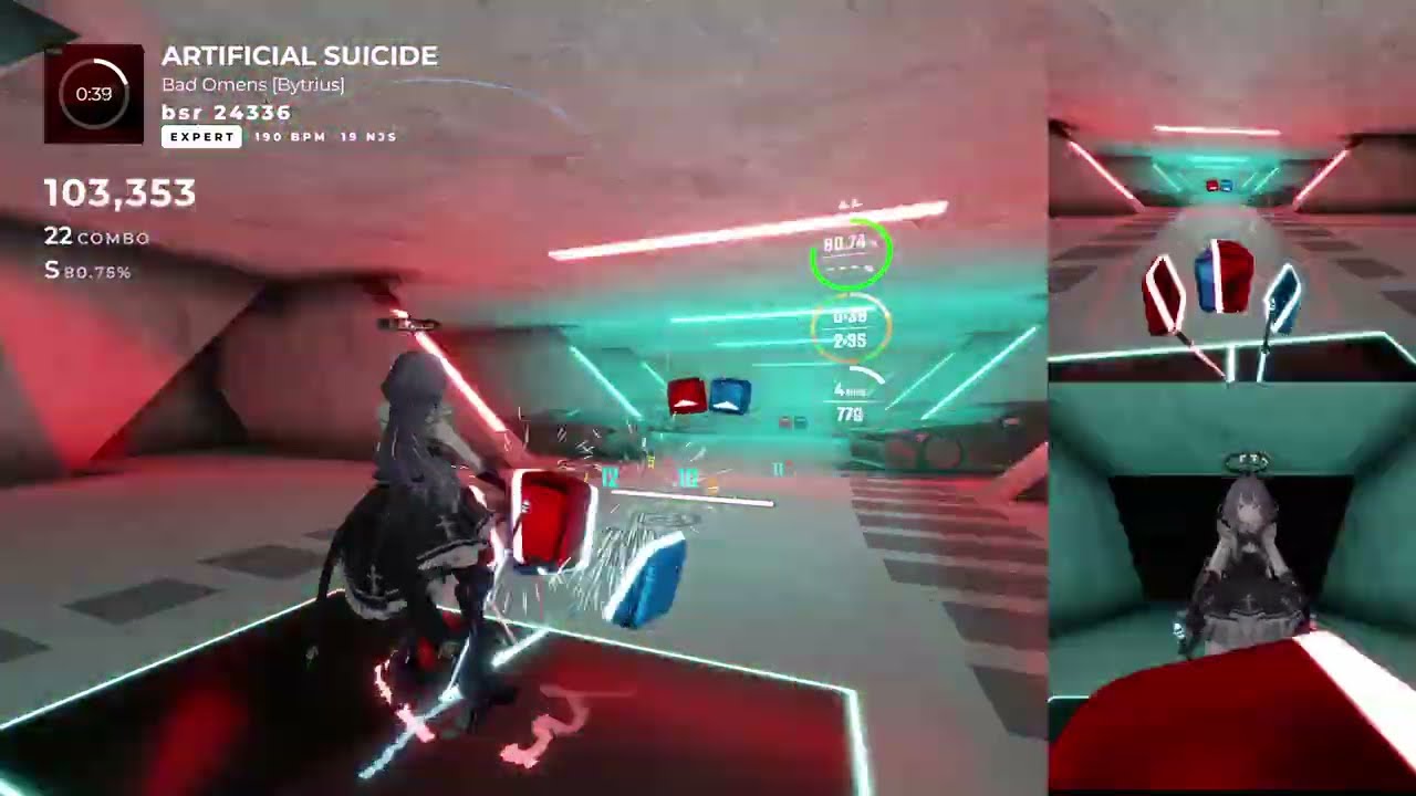 【BeatSaber】ARTIFICIAL SUICIDE_Bad Omens【expert】※途中誤操作で一時止まります
