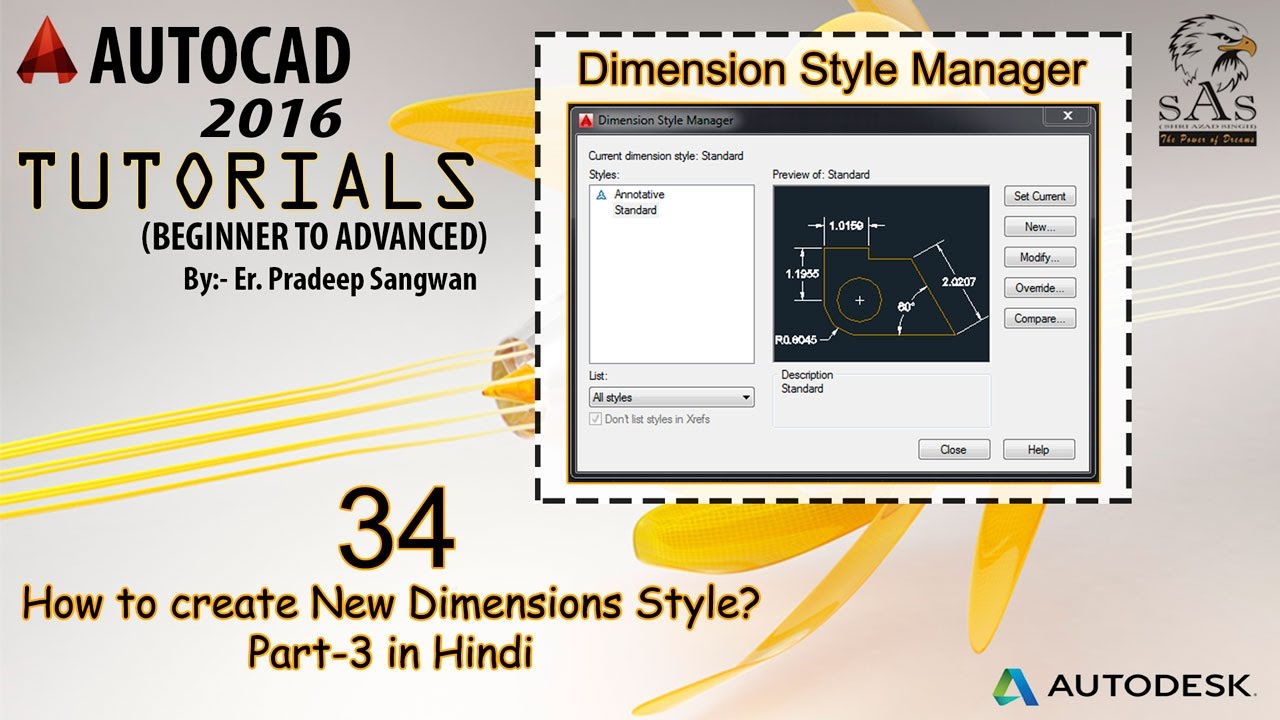 Autocad 2016 – 34.  How to create a New Dimension Style? Part-3