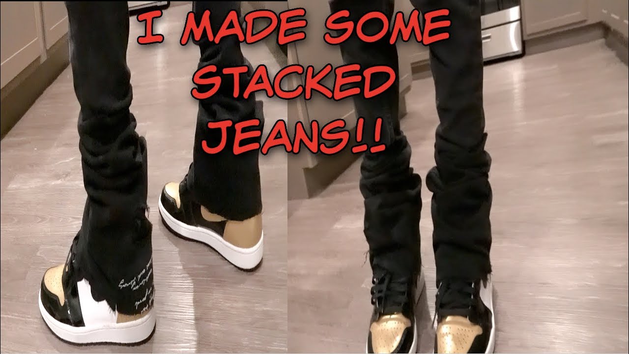 diy - MAKING MY FIRST PAIR OF  STACKED JEANS👖 🔥 *EASIEST WAY* W Needle & Thread