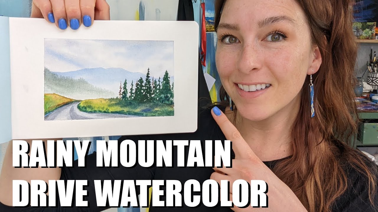 Gloomy Mountain Drive  EASY Watercolor - Painted in real time!