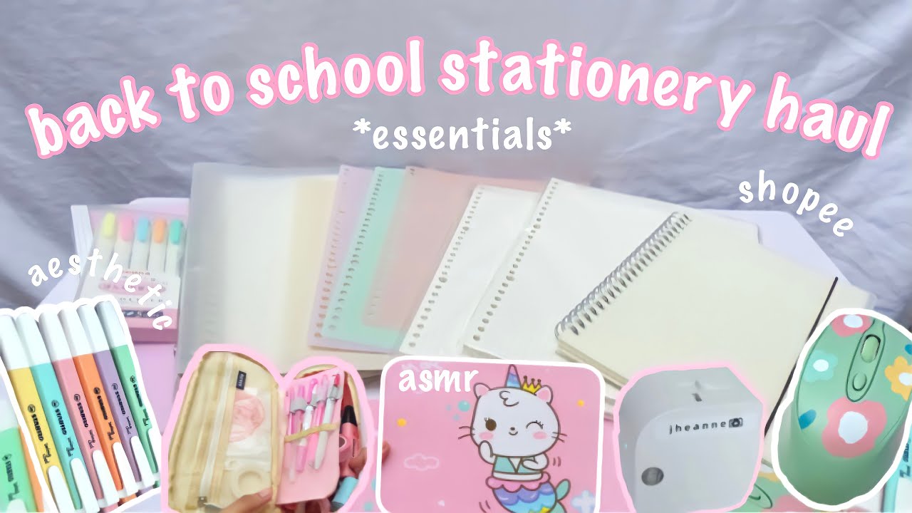 🍧🖇 aesthetic shopee back to school supplies stationery haul | essentials, asmr, phomemo, cute 🍋