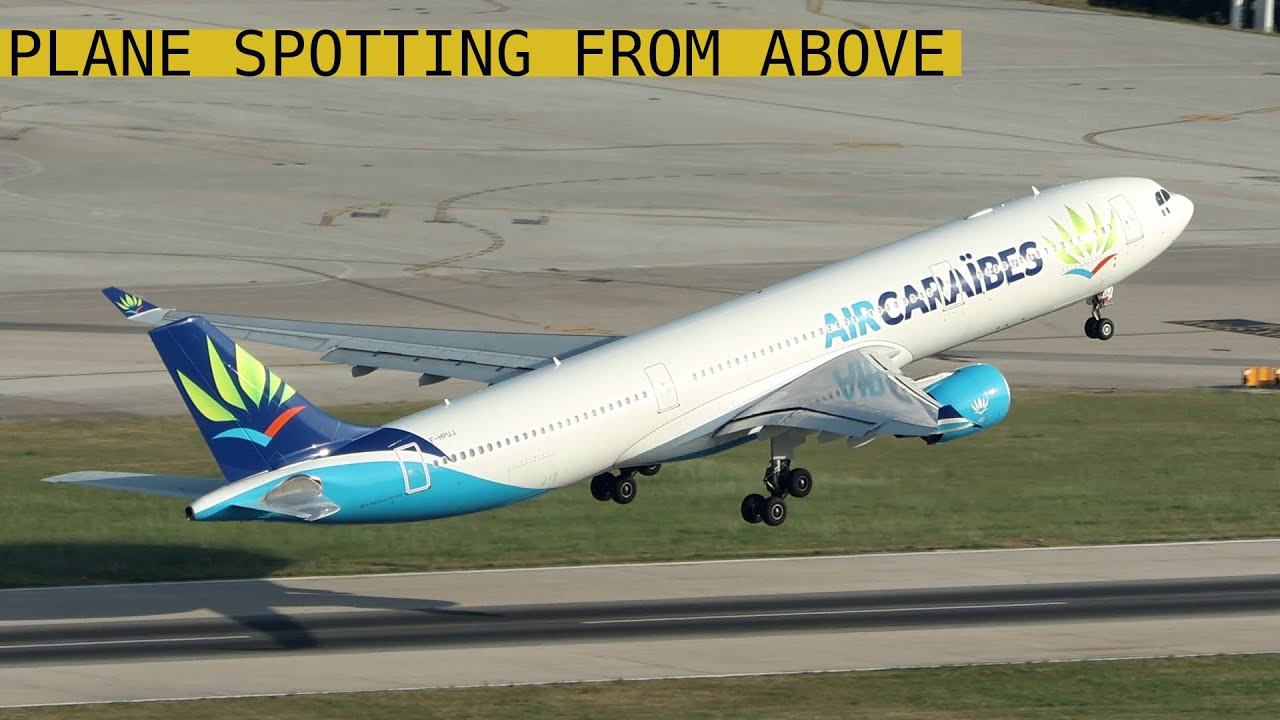 AIR CARAIBES AIRBUS A330-300 AMAZING BIRDS EYE VIEW TAKEOFF!