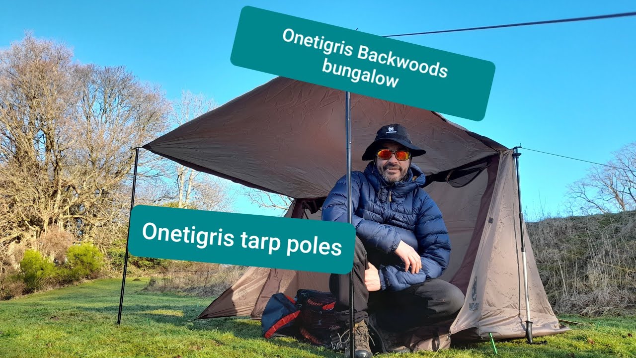 Onetigris tarp poles. Backwoods Bungalow 2. Set up and review. Wild camping Scotland. Outdoors.