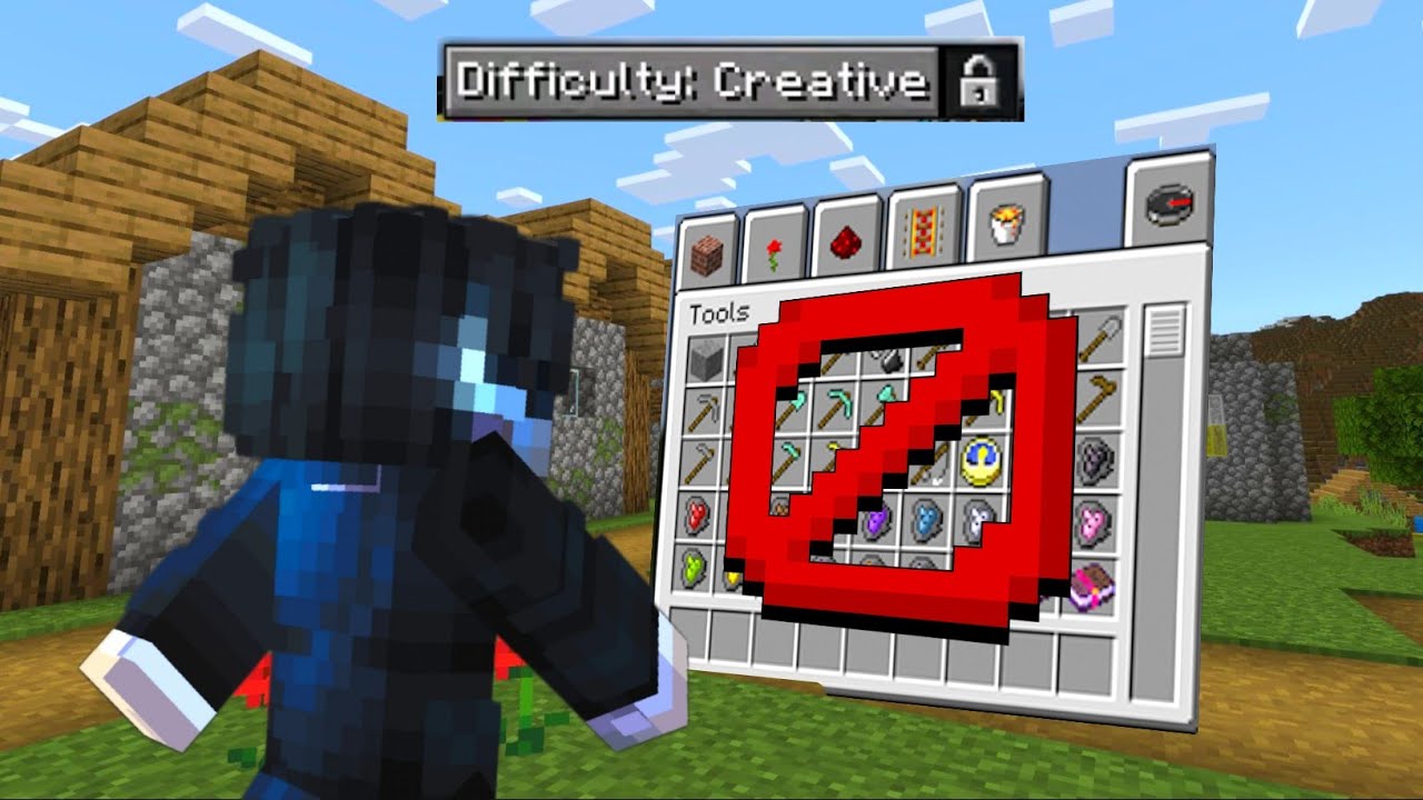 Minecraft Creative Mode But INVENTORY is BANNED 😱