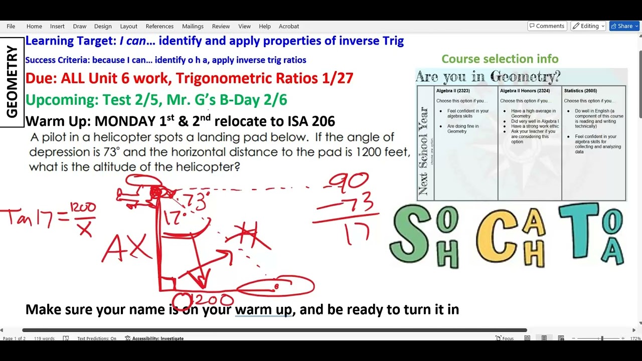 1/30/26 GE Warm Up, Notes & Assignment Inverse Trigonometry #mrglee