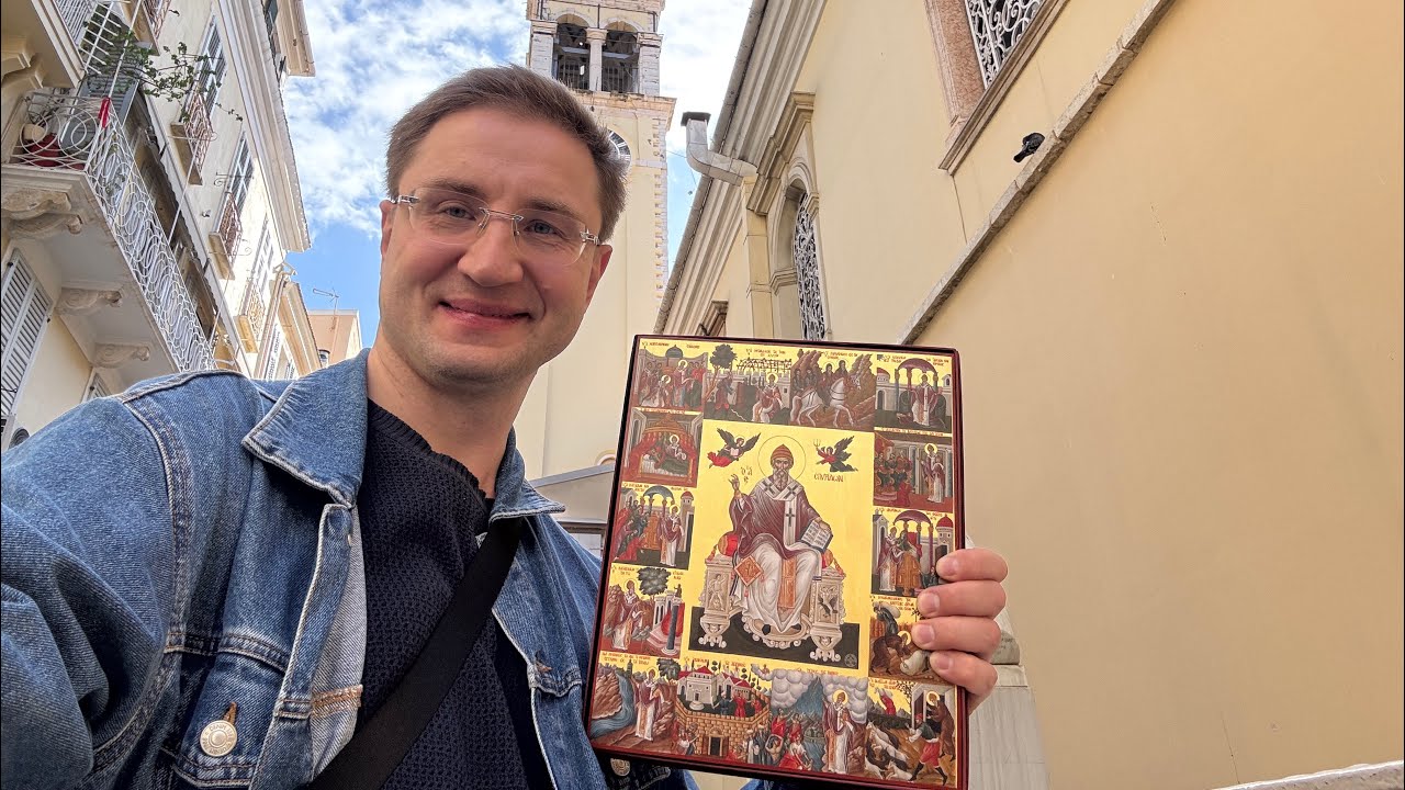 Икона святого Спиридона. Чудо с шапочкой Иоанна Русского. Святыни Корфу и паром в Бари к Чудотворцу.