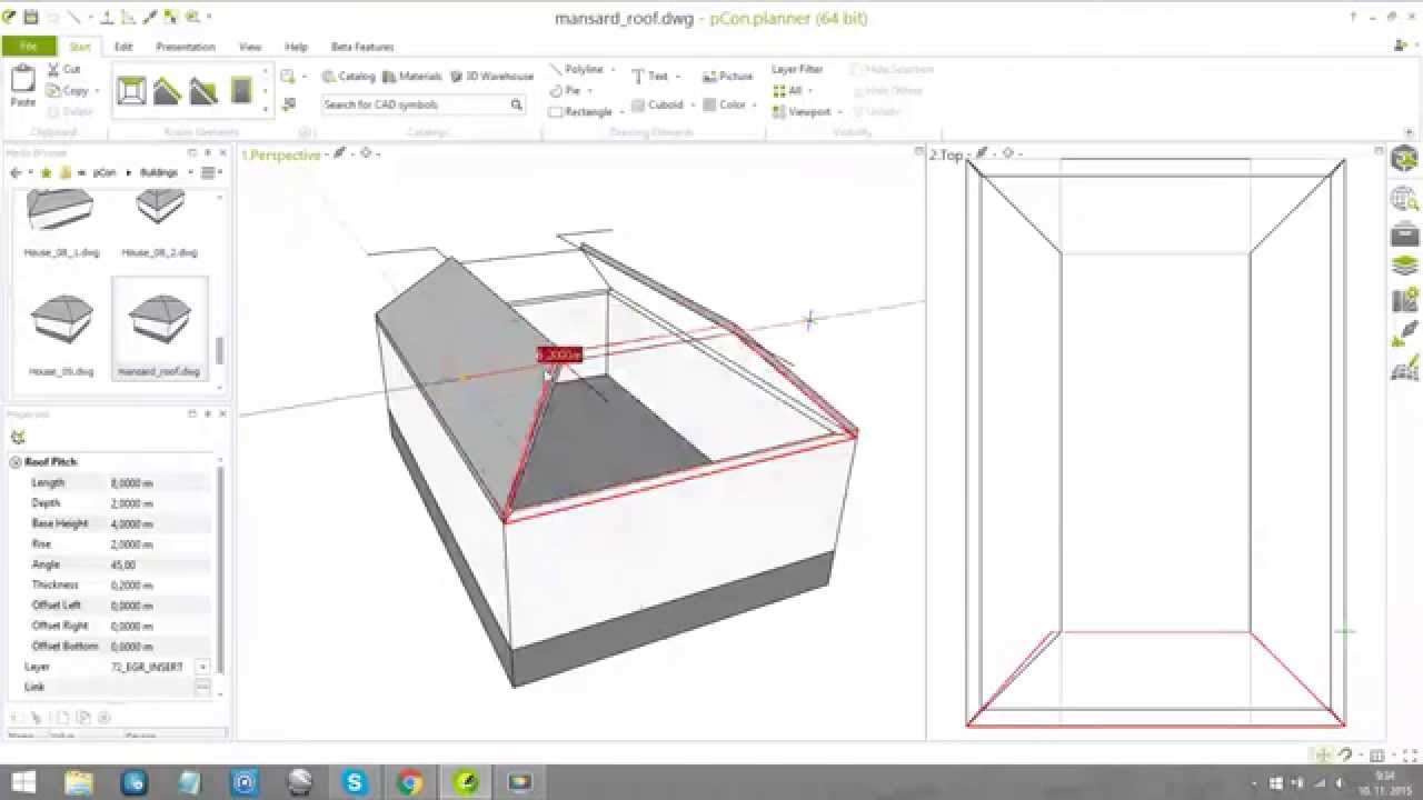Creating of the mansard roof (part 1) in pCon.planner 7.2