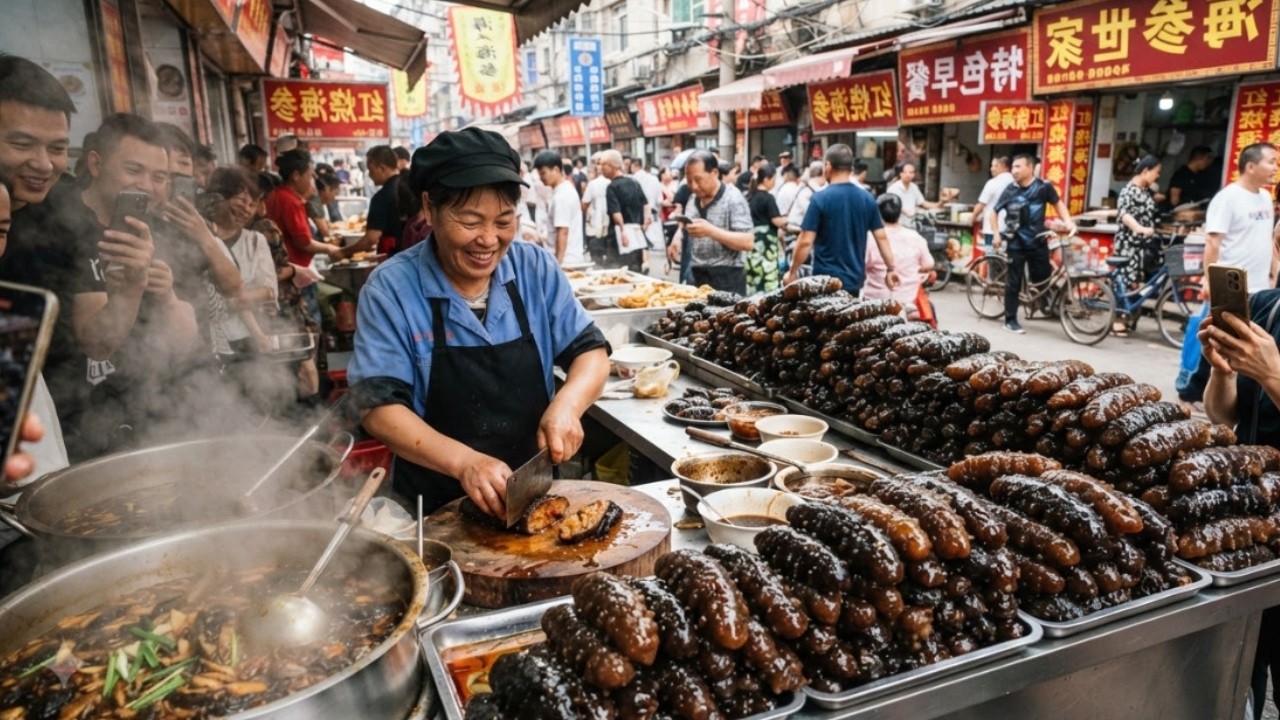 Amazing Chinese Street Food | Giant Sea Cucumber