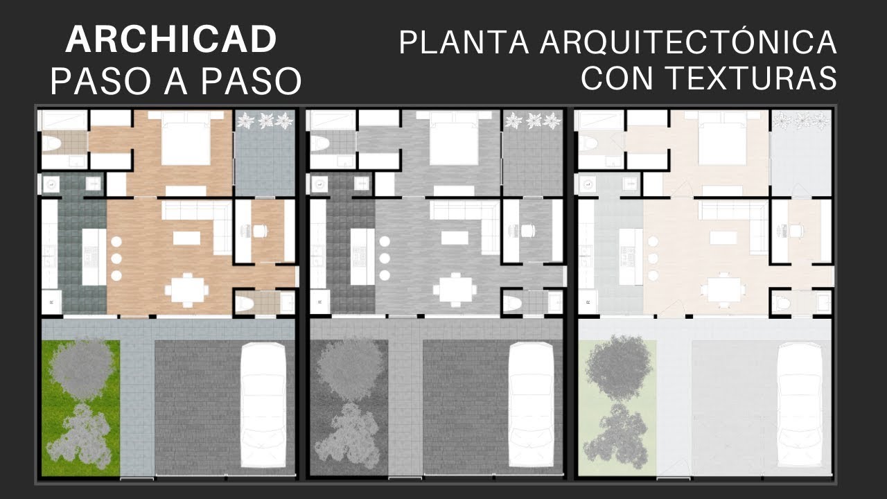PLANTA ARQUITECTÓNICA CON TEXTURAS de piso | Representación gráfica | ARCHICAD | 2019