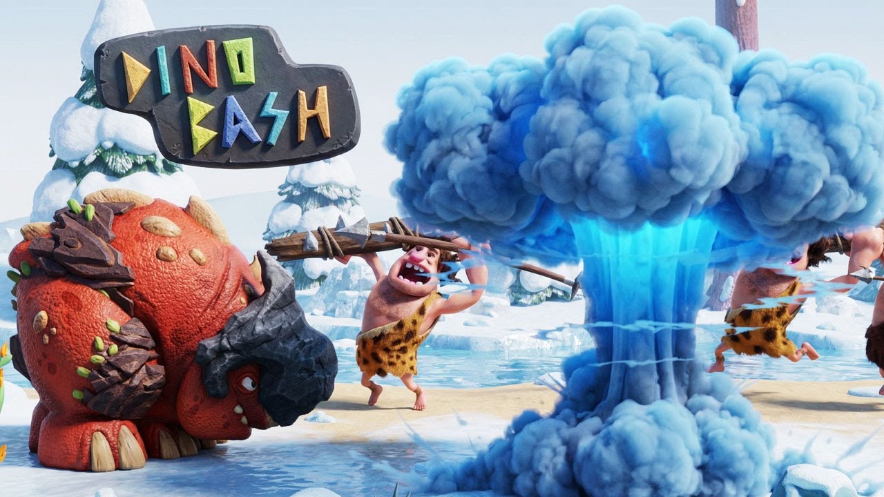 Dino Bash | Новый СУПЕРСНАРЯД - ЛЕДЯНАЯ БОМБА! Мульт игра Динозавры Против Первобытных Людей