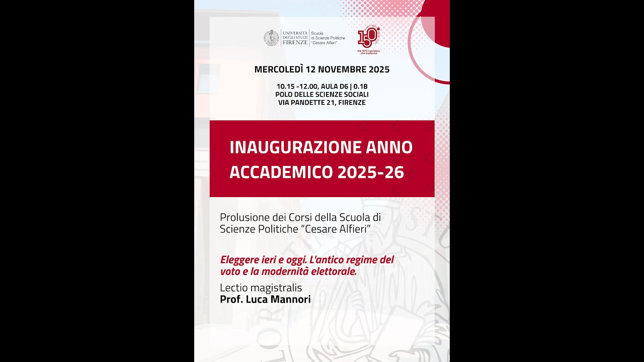 Lezione inaugurale a.a. 2025/26 Scuola Scienze Politiche - Luca Mannori