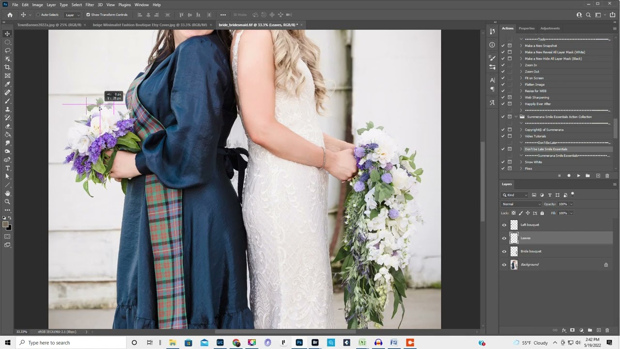 Wedding Photography, bouquet, object select, duplicate layer, move tool, layers panel, name layers