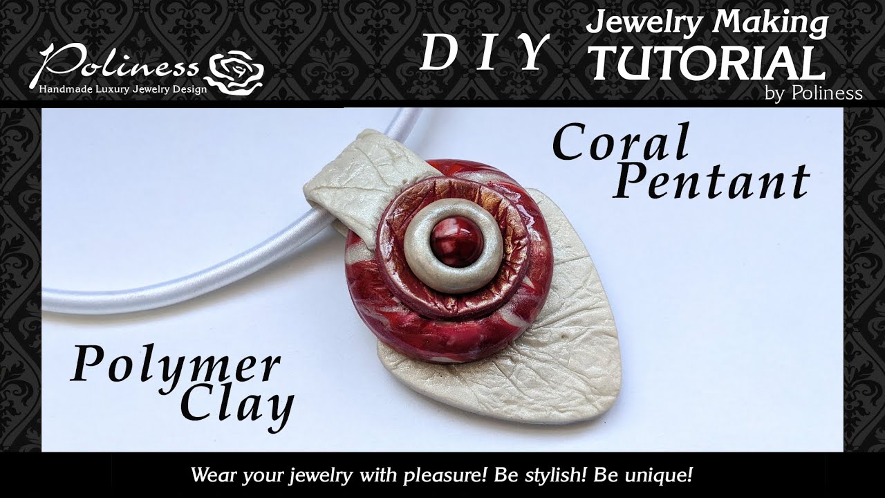 DIY Polymer clay pendant - video tutorial - Coral pendant necklace