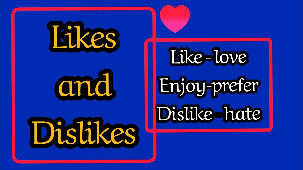 التعبير عما أحب و ما لا أحب بالإنجليزية لكل المستوياتLikes and dislikes