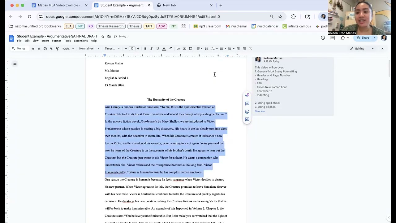 MLA Format, Spell Check, and Ellipses!