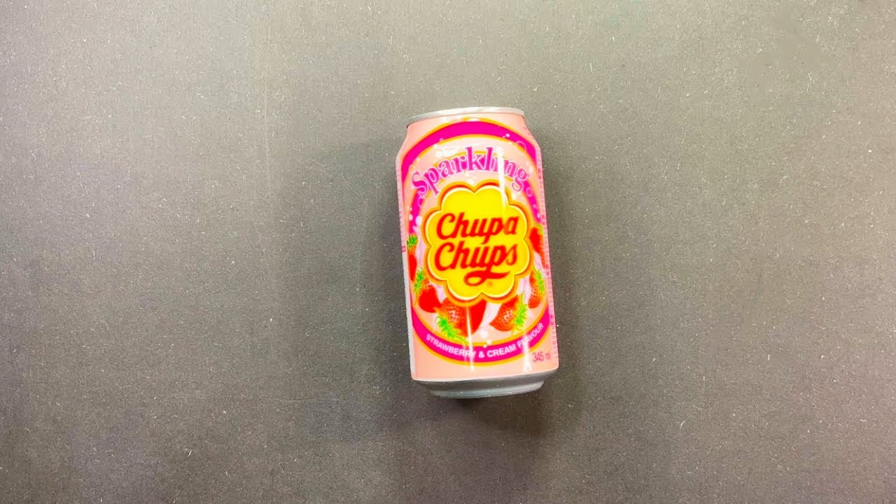 Chupa Chups Sparkling Strawberry & Cream Drink (Soda in Can)
