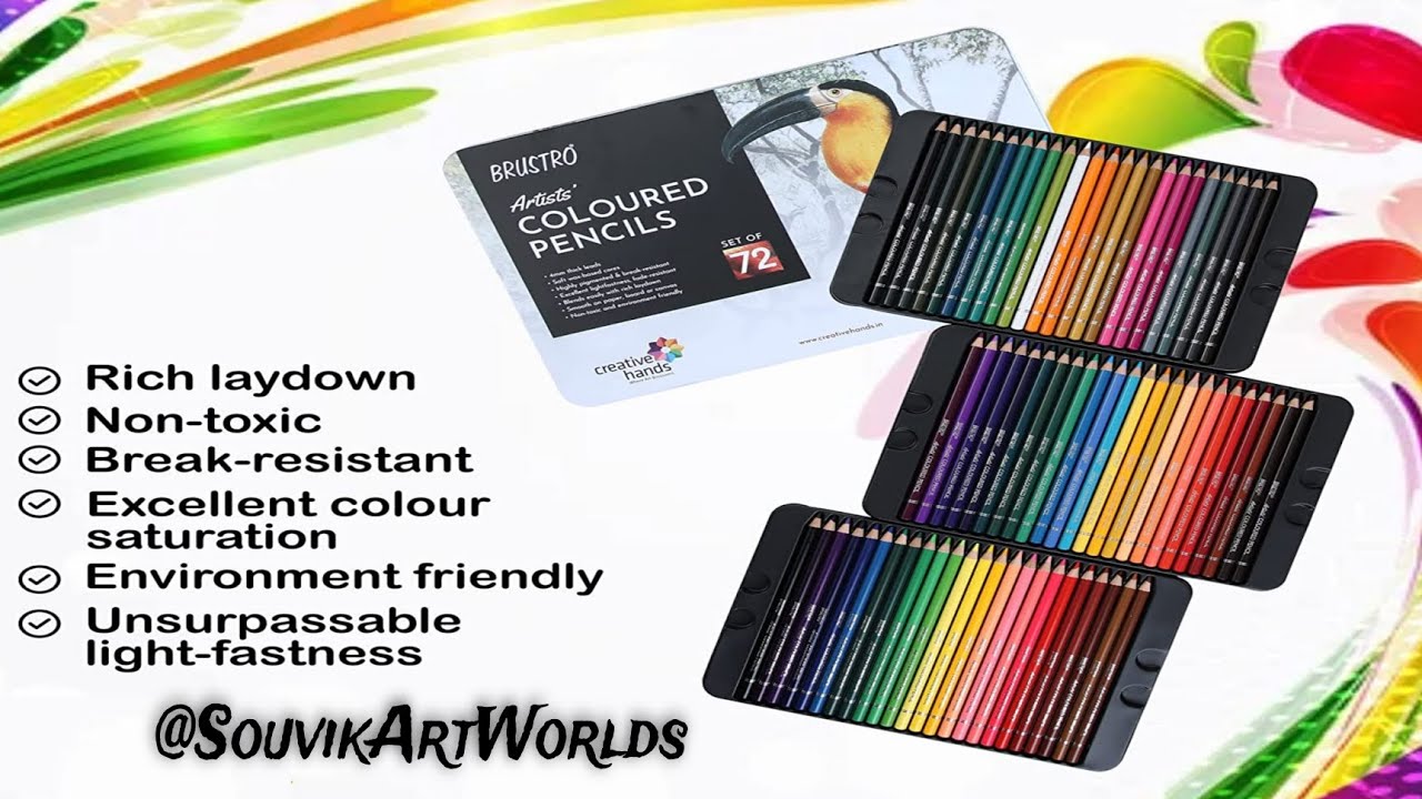 Brustro Colour Pencil Unboxing / Colour pencil First Impressive Review Set of 72 Shades #visualart