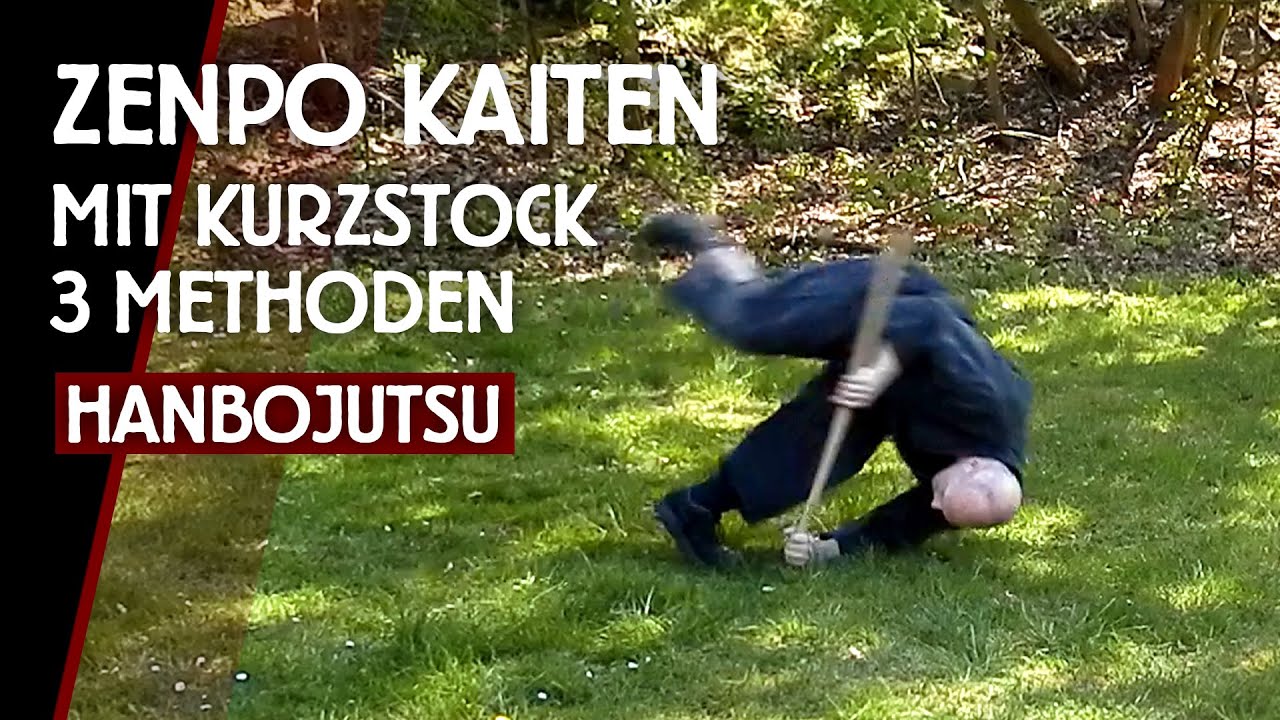 3 Vorw&auml;rtsrollen mit Kurzstock HANBO - Fallschule mit Zenpo kaiten aus meinem Ninjutsu-Training