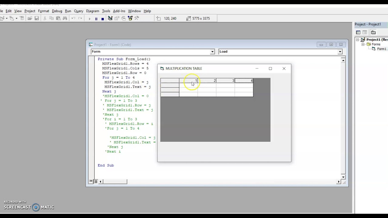 MS FlexGrid Control in Visual Basic 6.0
