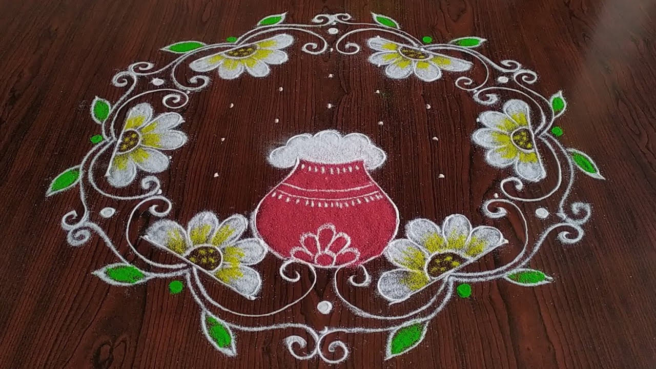 Pongal special rangoli (9×5) dots...