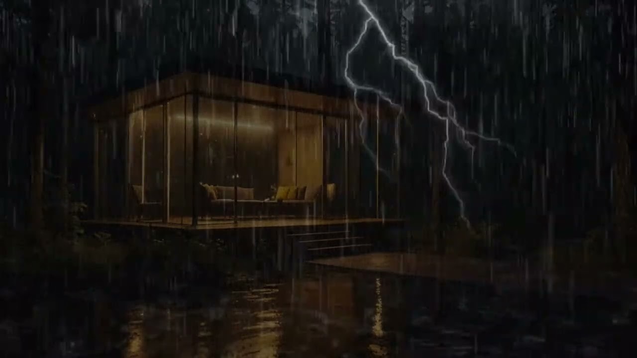 Peaceful Rainstorm in a Forest Cabin | Soothing Rain for Stress Relief