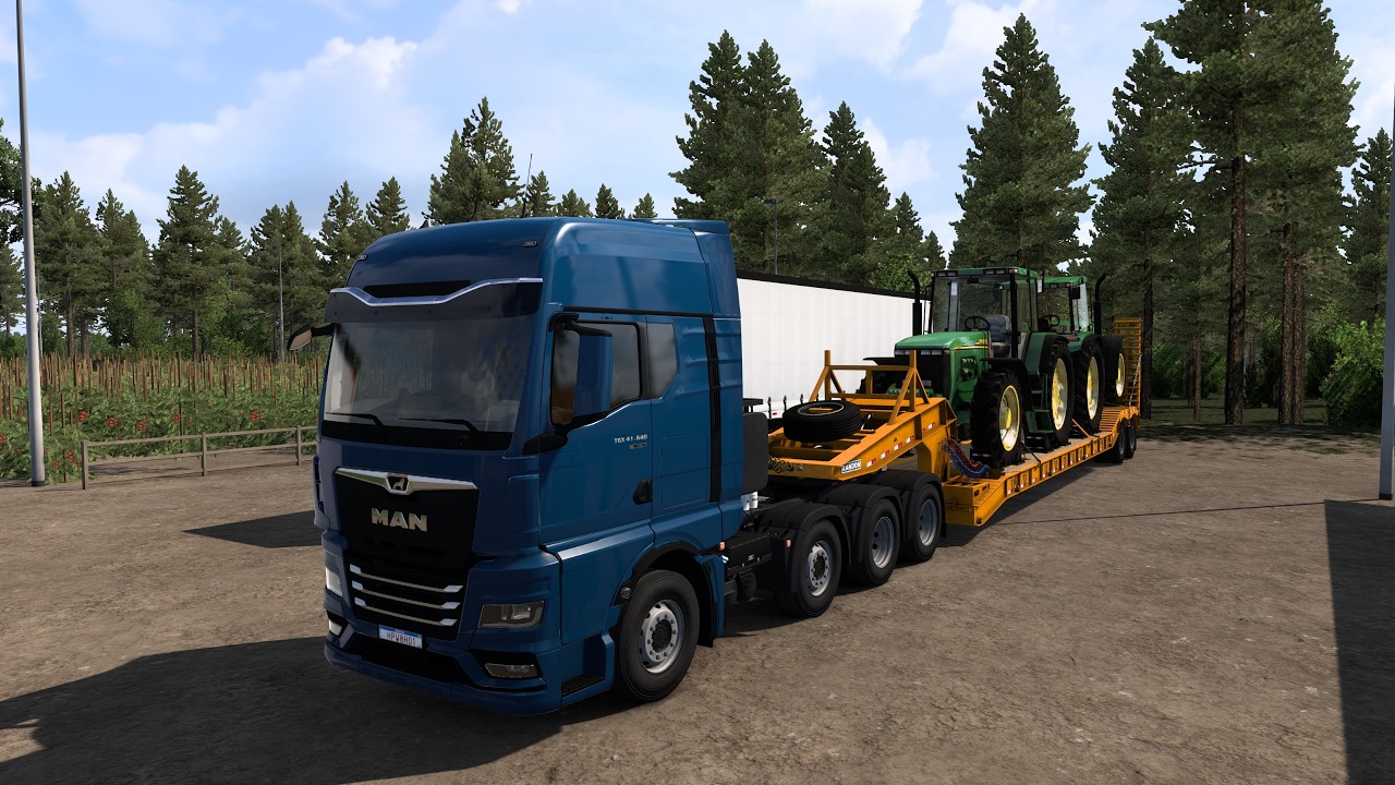 Euro Truck Simulator 2 Entrega noturna de tratores John Deere Mapa RBR #4k