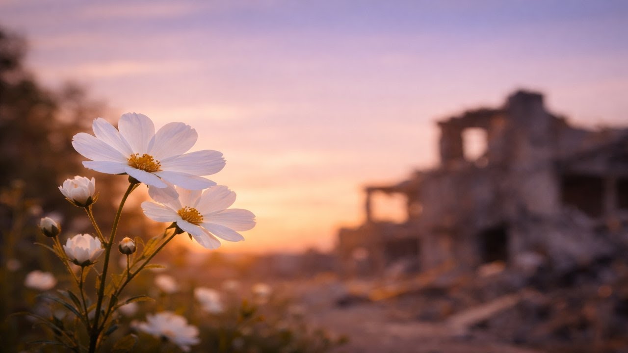 A Flower Blooming in the Ruins, and the Milky Way After Nightfall | Quiet Cinematic Nature
