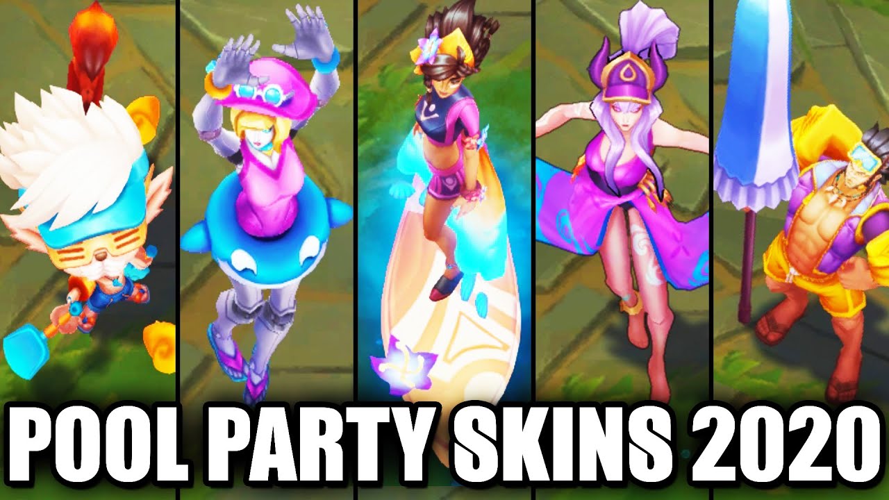 All New 2020 Pool Party Skins Spotlight Syndra, Taliyah, Orianna, Heimerdinger, Jarvan IV - LoL