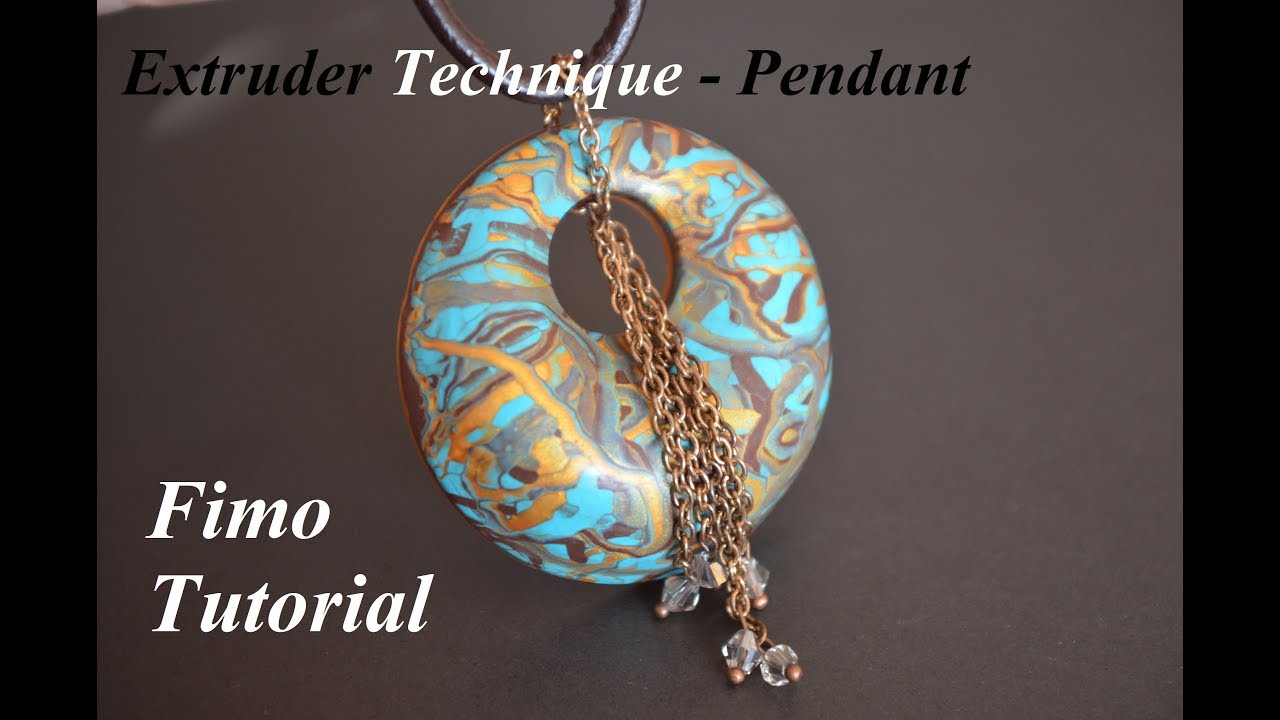 polymer clay extruder pendant fimo tutorial Anhänger кулон полимерная глина мастер класс