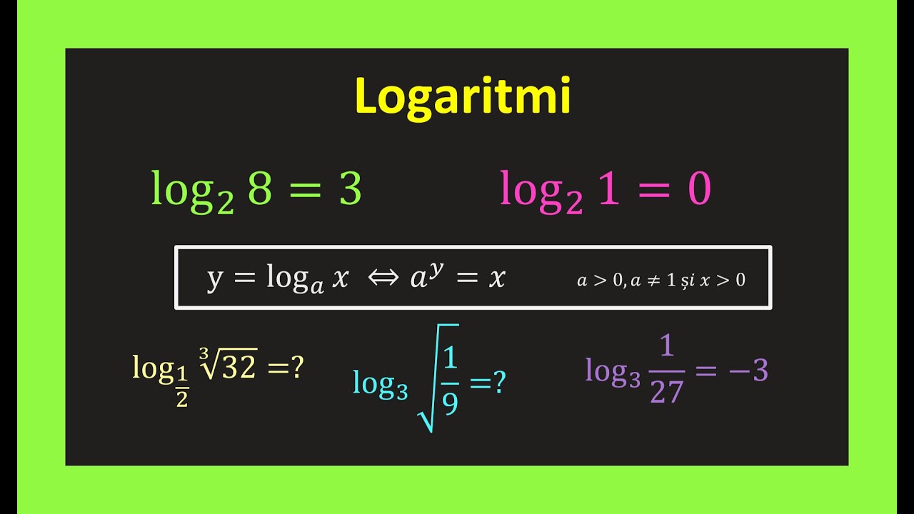 Logaritmi clasa a 10 a Exercitii rezolvate Proprietati Formule logaritmi bac(Invata Matematica Usor)